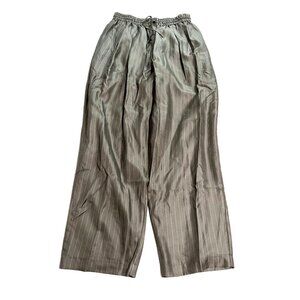 Silk Laundry Twill Slouch Pants in Moon Pinstripe Grey